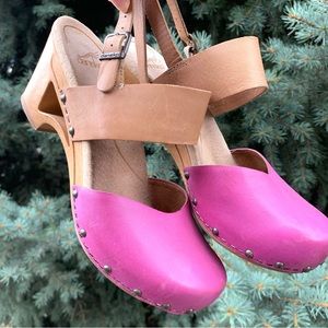 Dansko Thea Orchid Pink Leather Wooden Clogs Women’s Size 8.5-9 (39)